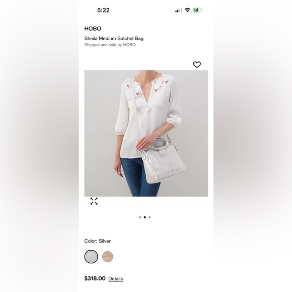 HOBO Silver Metallic Leather Crossbody Bag - Picture 4 of 16